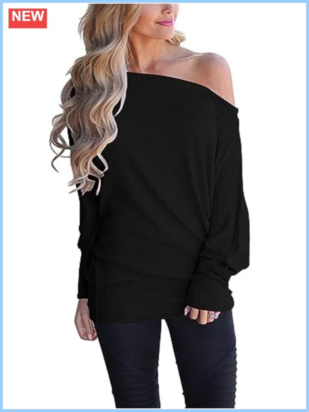 Off Shoulder Long Sleeve Tunic Blouse Oversized Dolman